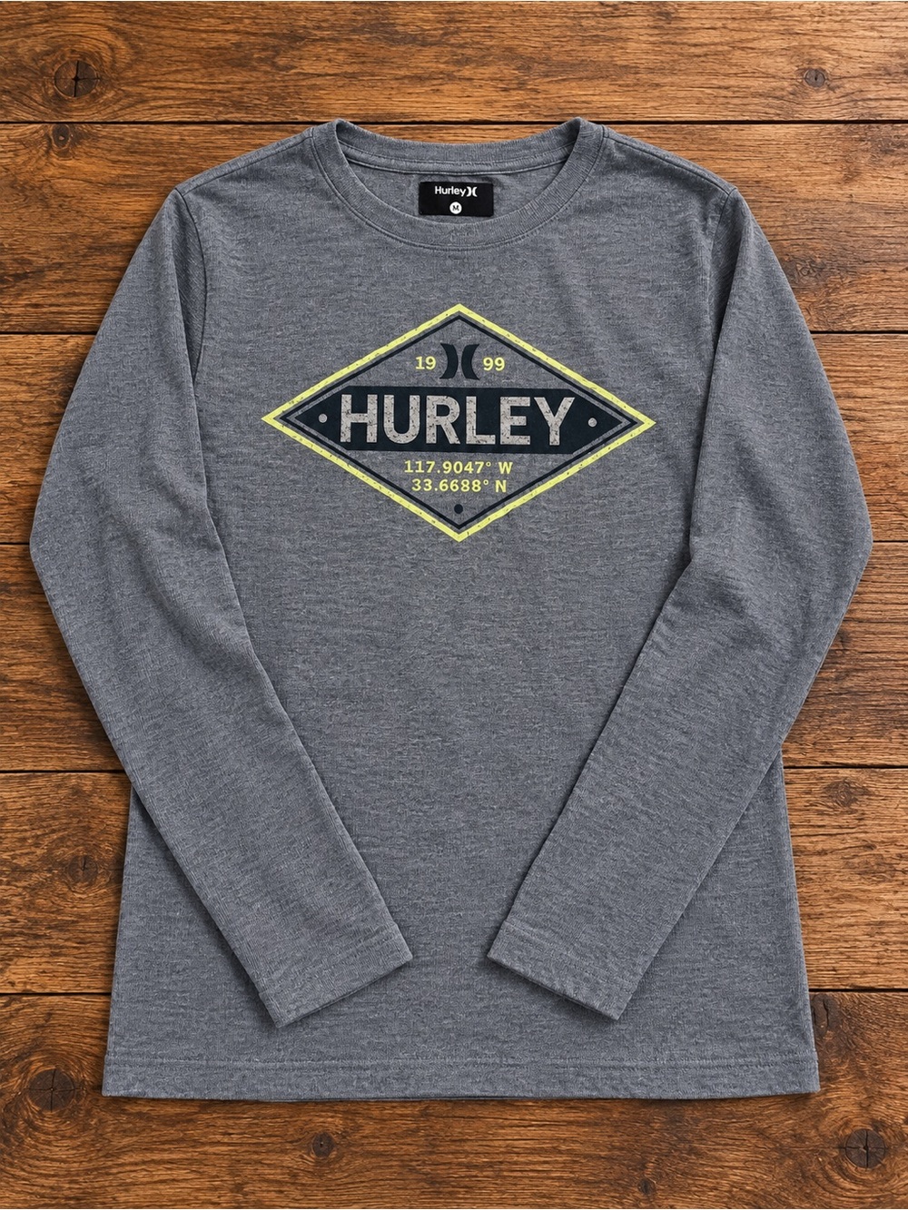 Hurley Boys Long Sleeve Graphic Tee - Gray